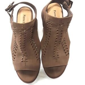 Pierre Dumas Womens Sz 10 Aria Brown Peep Toe Block Heel Sandals